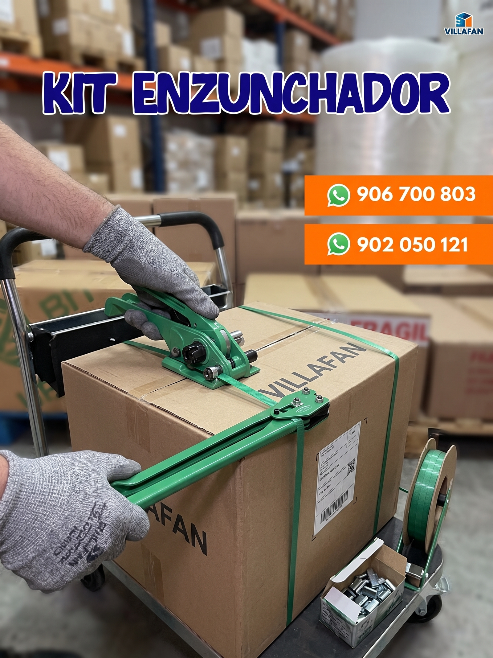 Aplicación con zuncho plástico